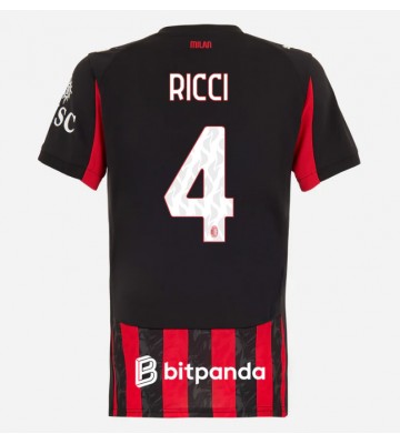 AC Milan Samuele Ricci #4 Primera Equipación Mujer 2025-26 Manga Corta
